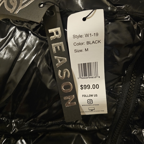 Reason Shiny Black Puffer Vest M - Picture 3 of 3